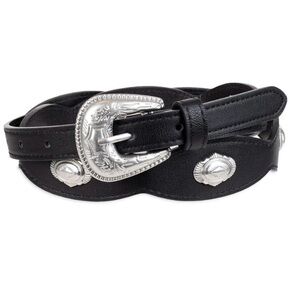 Black synthetic leather concho belt